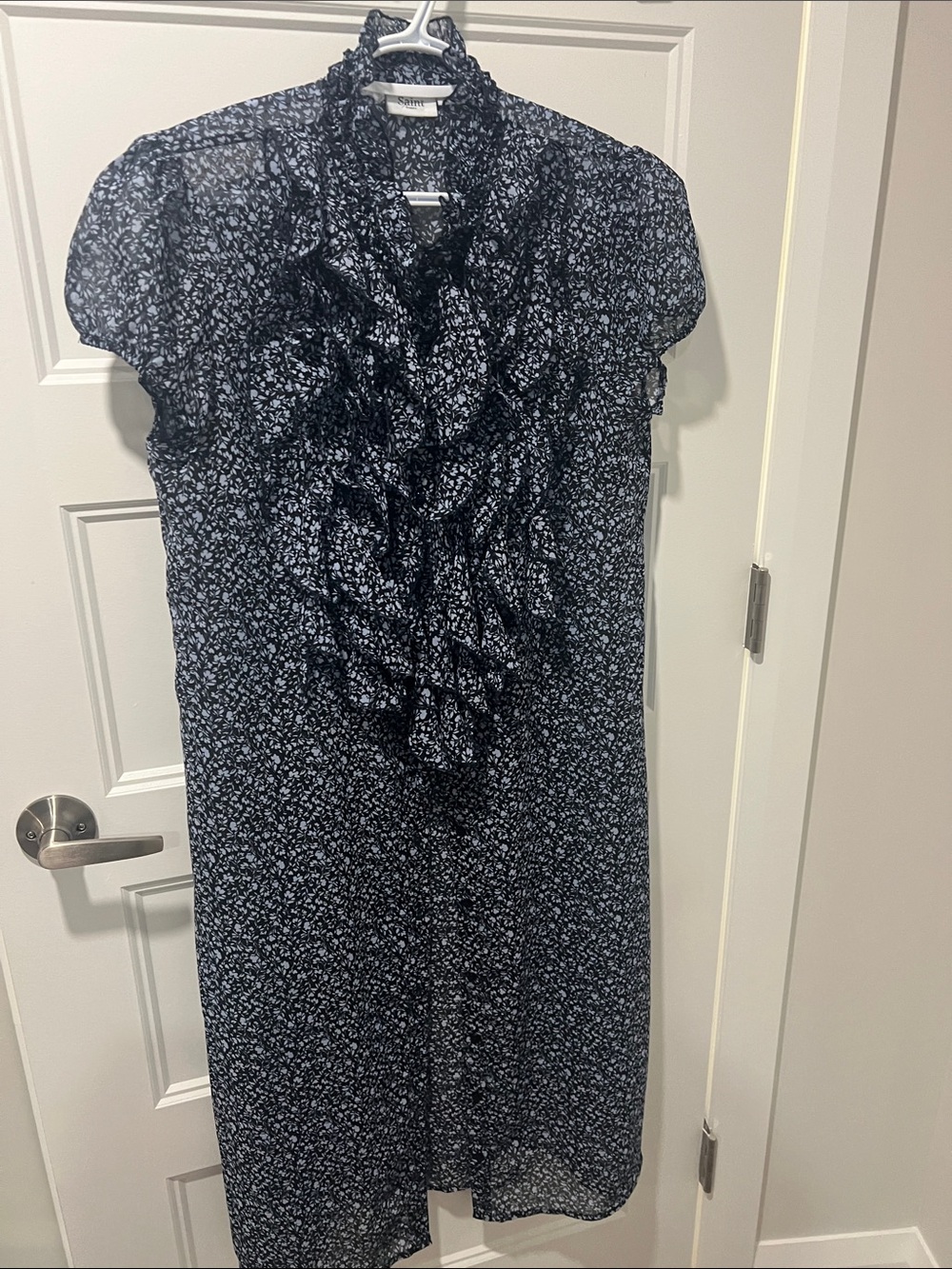 St. Tropez Navy Floral Ruffle Midi Dress